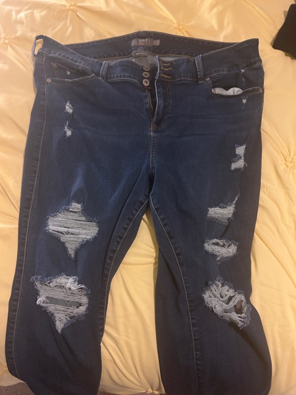 torrid Dark Blue Distressed Skinny Jeans 22 short